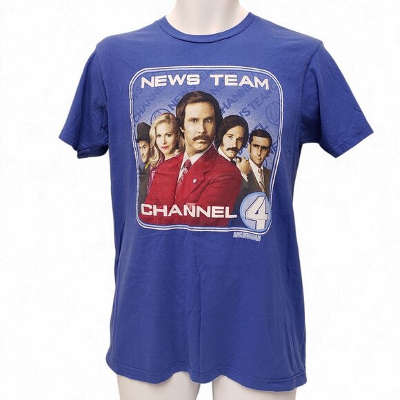 Anchorman News Team Mens Blue Tshirt Size Medium - Picture 1 of 4